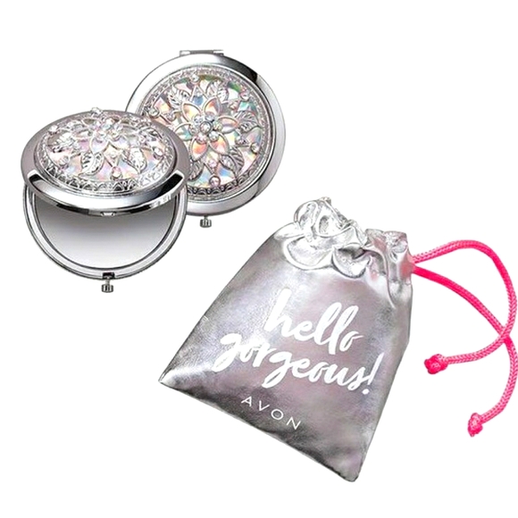 Avon Accessories - Avon. Bejeweled Mirror Compact in Pouch NWT